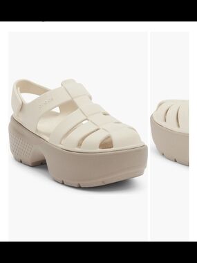 CROCS Cream Platform Sandals